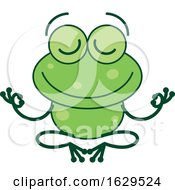 Poster, Art Print Of Cartoon Zen Frog Meditating In The Lotus Pose