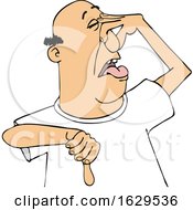 Cartoon White Man Plugging His Nose To Avoid A Stinky Smell And Giving A Thumb Down