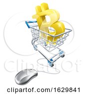 Poster, Art Print Of Bitcoin Computer Mouse Shopping Cart Concept