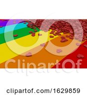 3D Render Of Hearts On Rainbow Background