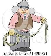 Poster, Art Print Of Cartoon Cowboy Holding A Lariat Rope