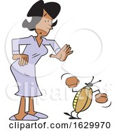 Cartoon Black Woman With A Bug Problem