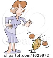 Cartoon White Woman With A Bug Problem