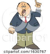 Cartoon Business Man Holding Up A Finger And Talking