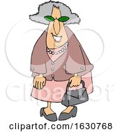 Poster, Art Print Of Cartoon Smiling Stylish Granny Dressed In Pink