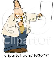 Poster, Art Print Of Cartoon White Business Man Pointing To A Piece Of Paper