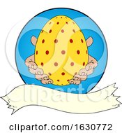 Hands Holding An Easter Egg Over A Banner
