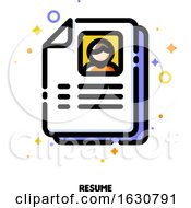 Icon Of Paper With Person Photo And Text For Resume Or Curriculum Vitae Concept