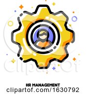 Icon Of Yellow Gear With Employee Silhouette For Human Resources Management Concept
