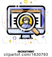 Poster, Art Print Of Icon Of Computer Screen With Person Photo And Magnifying Glass For Recruitment Or Employee Search Concept