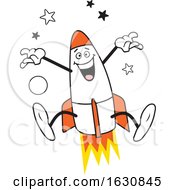 Poster, Art Print Of Cartoon Jumping Rocket Character