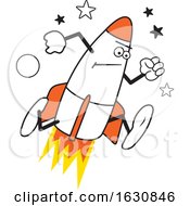Cartoon Determined Running Rocket Character