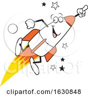 Poster, Art Print Of Cartoon Happy Launching Rocket