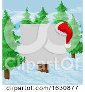 Poster, Art Print Of Christmas Snow Santa Hat Abstract Geometric Sign