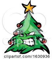 Poster, Art Print Of Tough Christmas Tree Mascot Character