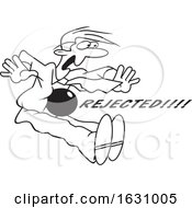 Cartoon Black And White Rejected Man Being Punched In The Gut