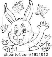 Poster, Art Print Of Easter Bunny Waving From A Hole