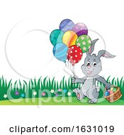 Poster, Art Print Of Easter Bunny With A Basket And Balloons