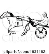 Poster, Art Print Of Black And White Horse Cart Racer