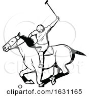 Poster, Art Print Of Black And White Polo Horse And Player