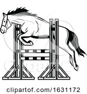Poster, Art Print Of Black And White Horse Jumping