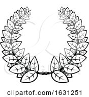 Poster, Art Print Of Black And White Leaf Wreath