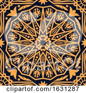 Seamless Orange Arabic Or Islamic Design Background On Navy Blue