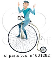 Poster, Art Print Of Circus Entertainer Riding A Penny Farthing Bicycle