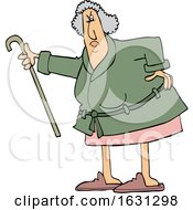 Poster, Art Print Of Cartoon Angry Senior Woman Shaking Her Cane