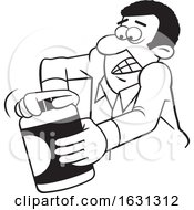 Cartoon Lineart Black Man Opening A Tough Jar