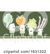 Poster, Art Print Of White Stick Family With Veggies