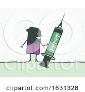 Poster, Art Print Of Black Stick Female Nurse Holding A Syringe