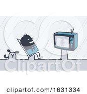 Black Stick Man Watching A Comedy On TV by NL shop