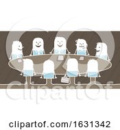 Group Of White Stick Business People In A Meeting