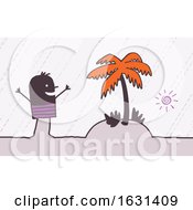 Happy Black Stick Man Vacationing On A Tropical Island by NL shop