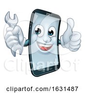 Mobile Phone Repair Spanner Thumbs Up Mascot