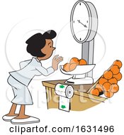 Poster, Art Print Of Black Woman Weighing Oranges On A Grocery Store Scale