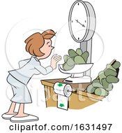 Poster, Art Print Of White Woman Weighing Avocados On A Grocery Store Scale