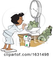 Black Woman Weighing Avocados On A Grocery Store Scale by Johnny Sajem