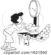 Poster, Art Print Of Black And White Woman Weighing Oranges On A Grocery Store Scale