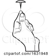 Poster, Art Print Of Black And White Hand Holding A Pin
