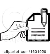 Black And White Hand Holding A Document
