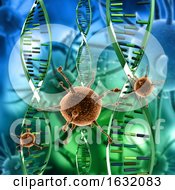 3D Abstract Virus Cells On Medical Background