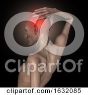 Poster, Art Print Of 3d Old Thin Man Holding His Head In Pain