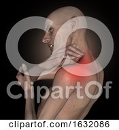 Poster, Art Print Of 3d Old Thin Man Holding Shoulder Highlighted In Pain