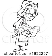 Cartoon Outline Belle Reading A Book by toonaday