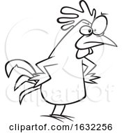 Cartoon Outline Peeved Chicken With Hands On Hips