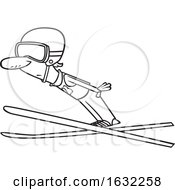 Poster, Art Print Of Cartoon Lineart Male Ski Jumper