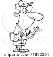 Poster, Art Print Of Cartoon Lineart Male Track Coach Holding A Stopwatch