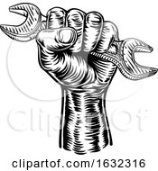 Poster, Art Print Of Hand Holding Plumber Or Mechanic Wrench Spanner
